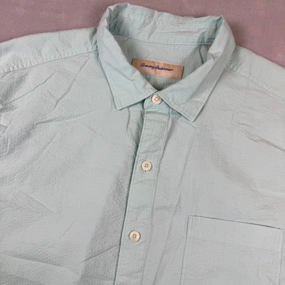 Tommy Bahama | Shirts | Tommy Bahama Button Up Shirt Aqua Blue Cotton  Tencel Blend Mens Xl Short Sleeve | Poshmark